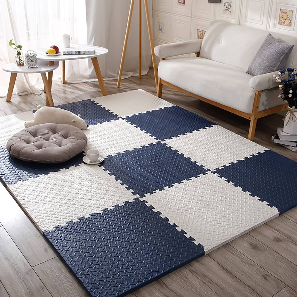 Tapis de Puzzle | Cyan et Blanc