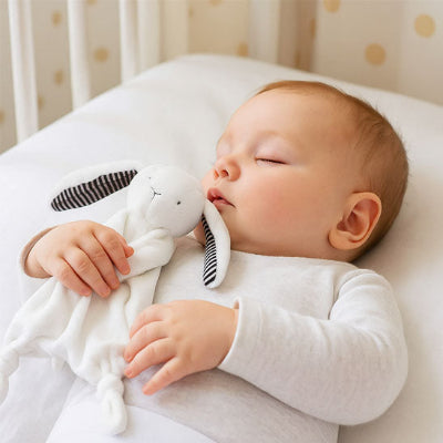 Doudou lapin blanc favorise un sommeil profond et réparateur.