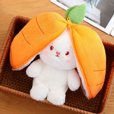 Peluche-lapin-eco-confort-orange au regard captivant