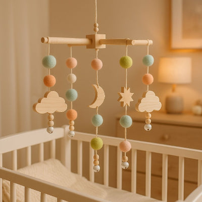 Mobile pour bébé coloré rayonnant dans la chambre de bébé