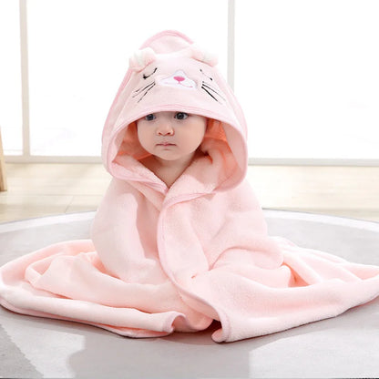 cape de bain bébé | chat rose