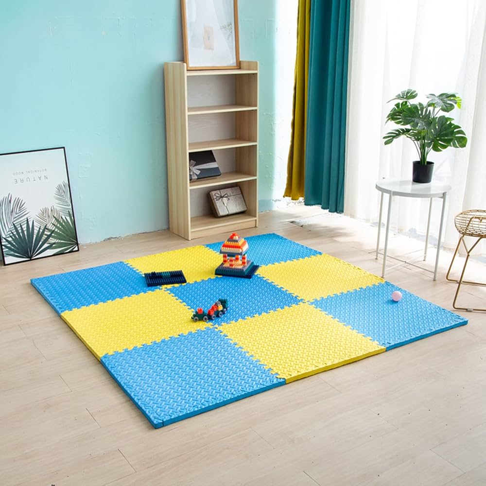 Tapis de Puzzle | Jaune et Bleu