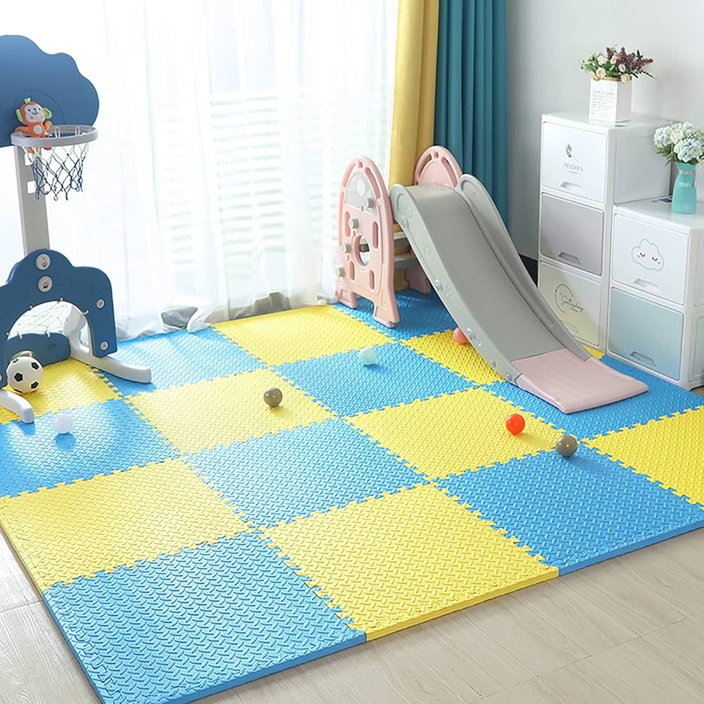 Tapis de Puzzle | Jaune et Bleu