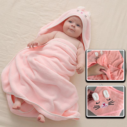 cape de bain bébé | chat rose