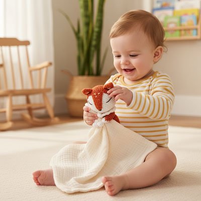 Doudou bebe renard qui fait sourire votre bébé