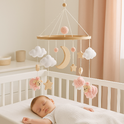mobile-musique-bebe-rose-mignon